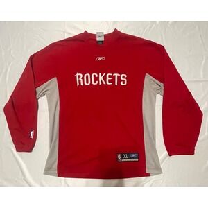 Vintage Rockets Reebok Shooting Warm Up Shirt Long Sleeve XL Team apparel